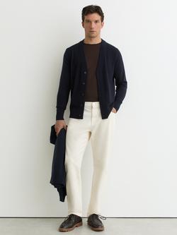 Reiss Fairclough Button Through Merino Wool Cardigan, Navy, Navy