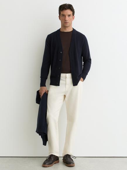 Reiss Fairclough Button Through Merino Wool Cardigan, Navy, Navy