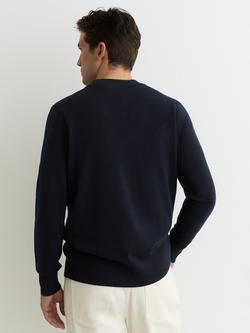 Reiss Fairclough Button Through Merino Wool Cardigan, Navy - view 2, Navy