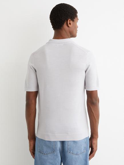 Reiss Duchie Short Sleeve Wool Polo Shirt - view 2, Frost Blue