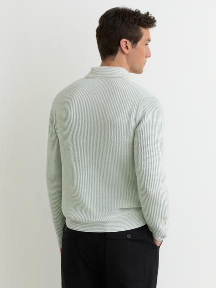 Reiss Dunbar Cotton Blend Regular Fit Long Sleeve Polo Shirt, Sage - view 2, Sage