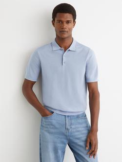 Reiss Pure Wool Polo Shirt, Sky Blue, Sky Blue