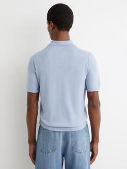 Reiss Pure Wool Polo Shirt, Sky Blue - view 2, Sky Blue