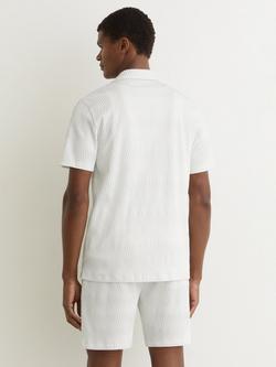 Reiss Aleo Textured Wave Cuban Short Sleeve Shirt, White - view 2, White