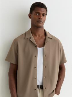 Reiss Cedric Short Sleeve Shirt, Camel Brown, Camel Brown