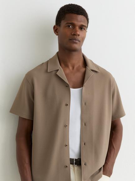 Reiss Cedric Short Sleeve Shirt, Camel Brown, Camel Brown