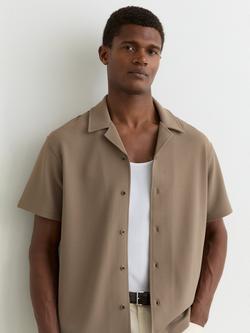 Reiss Cedric Short Sleeve Shirt, Camel Brown - view 2, Camel Brown
