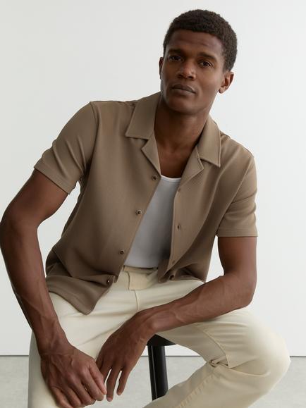 Reiss Cedric Short Sleeve Shirt, Camel Brown - view 2, Camel Brown