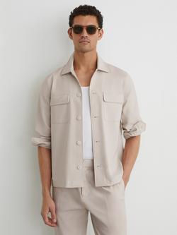 Reiss Cleric Regular Fit Utility Shirt, Stone, Stone