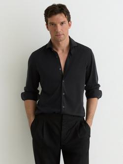 Reiss Davaro Washed Modal Regular Fit Shirt, Black