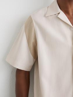 Reiss Fortuna Insert Cuban Shirt, Oatmeal - view 2, Oatmeal