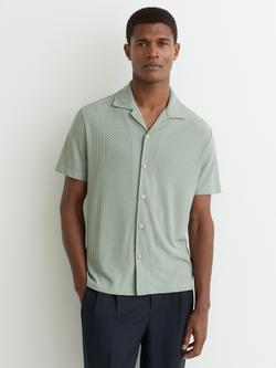 Reiss Frederick Jacquard Cuban Shirt, Mint, Mint