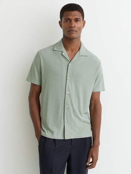 Reiss Frederick Jacquard Cuban Shirt, Mint