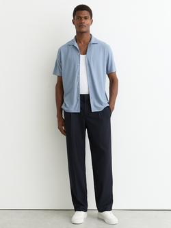 Reiss Frederick Jacquard Cuban Shirt, Blue, Blue