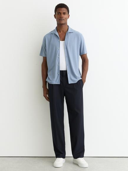 Reiss Frederick Jacquard Cuban Shirt, Blue