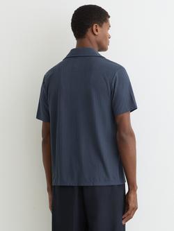 Reiss Frederick Regular Fit Textured Revere Collar Shirt, Blue - view 2, Blue