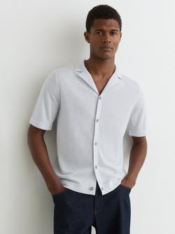 Reiss Grafton Merino Wool Cuban Shirt, Blue