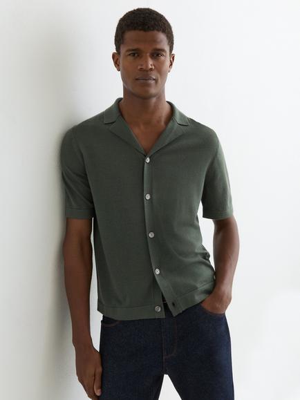 Reiss Grafton Merino Wool Cuban Shirt, Kale