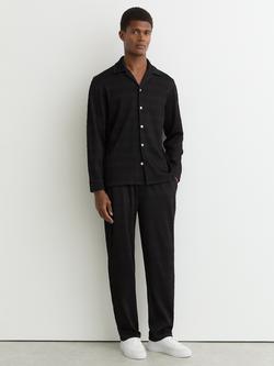 Reiss Temi Wave Jacquard Shirt, Black, Black