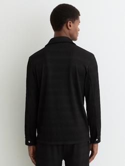 Reiss Temi Wave Jacquard Shirt, Black - view 2, Black