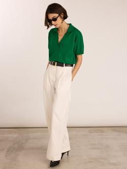 Baukjen Sara Slim Fit Short Sleeve Cardigan, Emerald - view 2, Emerald