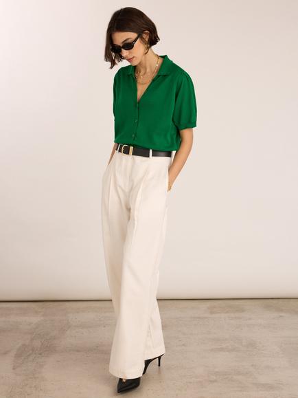 Baukjen Sara Slim Fit Short Sleeve Cardigan, Emerald - view 2, Emerald
