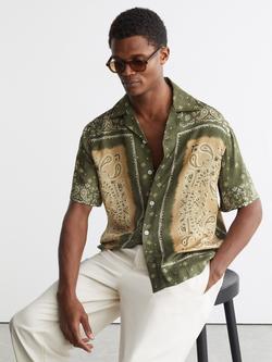 Reiss Vicente Paisley Print Shirt, Sage - view 2, Sage