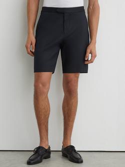 Reiss Cantwell Cotton Blend Side Adjuster Shorts, Navy, Navy