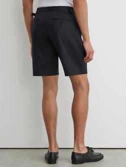 Reiss Cantwell Cotton Blend Side Adjuster Shorts, Navy - view 2, Navy