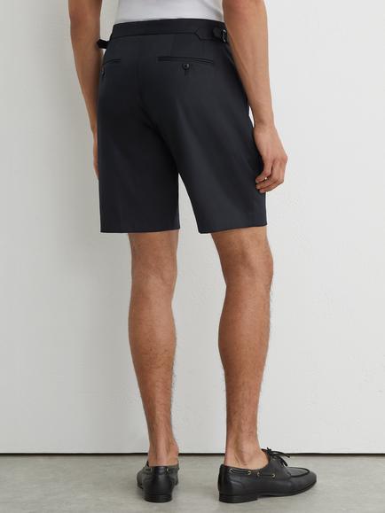 Reiss Cantwell Cotton Blend Side Adjuster Shorts, Navy - view 2, Navy