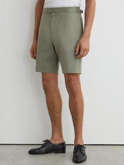Reiss Cantwell Cotton Blend Side Adjuster Shorts, Sage, Sage
