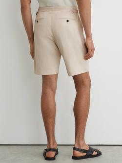 Reiss Cantwell Cotton Blend Side Adjuster Shorts, Stone - view 2, Stone