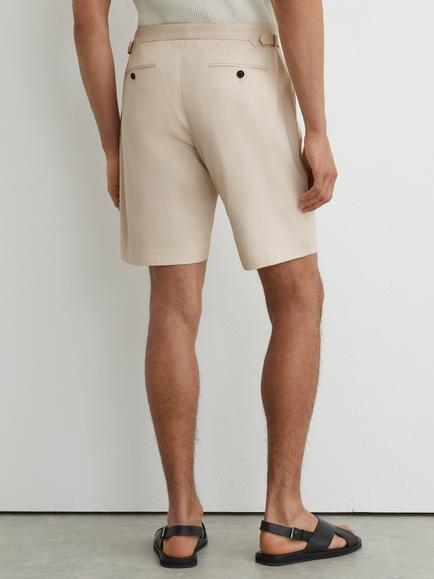 Reiss Cantwell Cotton Blend Side Adjuster Shorts, Stone - view 2, Stone