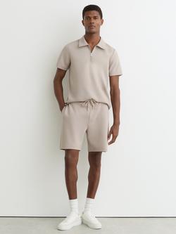 Reiss Reid Interlock Drawstring Shorts, Stone - view 2, Stone