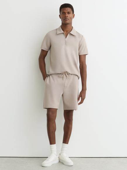Reiss Reid Interlock Drawstring Shorts, Stone - view 2, Stone
