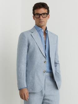 Reiss Atlantic Pure Linen Twill Blazer, Soft Blue - view 2, Soft Blue