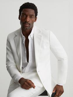 Reiss Atlantic Tailored Fit Linen Suit Jacket, White, White