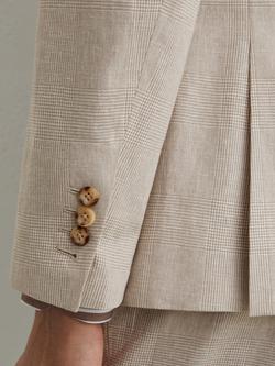 Reiss Cheltenham Single Breasted Linen Cotton Blend Blazer, Oatmeal Brown - view 2, Oatmeal Brown