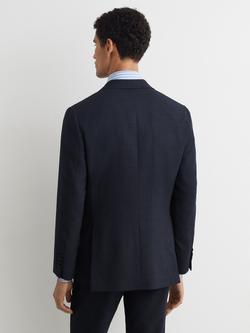 Reiss Peak Textured Wool Blazer, Airforce Blue - view 2, Airforce Blue