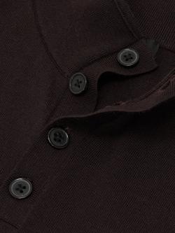 Reiss Farnham Merino Wool Half Button Funnel Neck Jumper, Chocolate Brown - view 2, Chocolate Brown