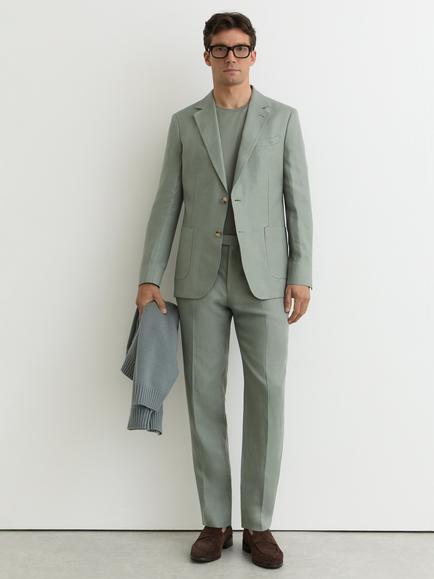 Reiss Atlantic Tailored Fit Linen Suit Trousers, Sage, Sage