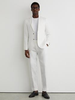 Reiss Atlantic Tailored Fit Linen Suit Trousers, White, White