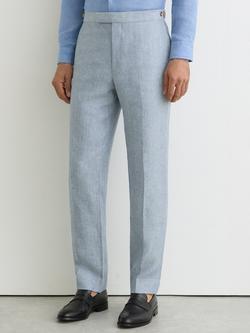 Reiss Atlantic Pure Linen Twill Suit Trousers, Blue, Blue