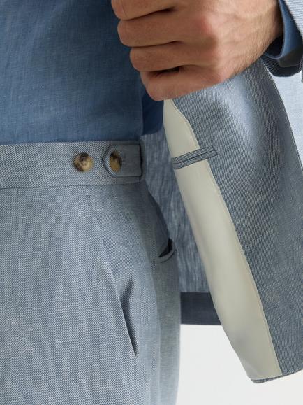 Reiss Atlantic Pure Linen Twill Suit Trousers, Blue - view 2, Blue