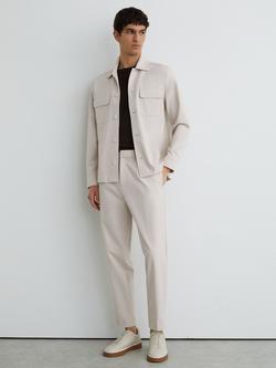Reiss Cleric Technical Elasticated Waist Tapered Trousers, Stone, Stone