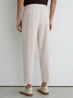 Reiss Cleric Technical Elasticated Waist Tapered Trousers, Stone - view 2, Stone