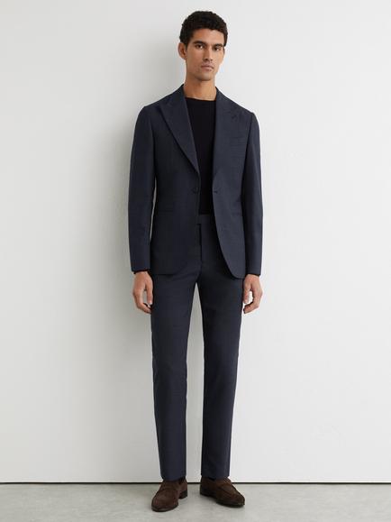 Reiss Textured Wool Formal Trousers, Airforce Blue, Airforce Blue