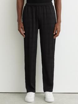 Reiss Horton Wave Jacquard Trousers, Black, Black