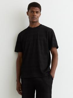 Reiss Cox Wave Jacquard Oversized T-Shirt, Black