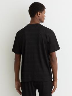 Reiss Cox Wave Jacquard Oversized T-Shirt - view 2, Black